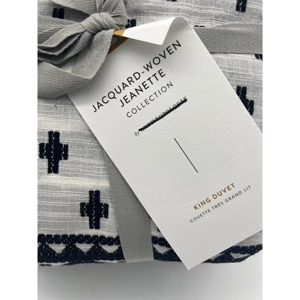 Anthropologie Jacquard-Woven Jeanette Duvet Cover King Size New in Package